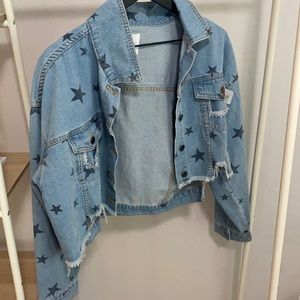 Star cropped jean jacket